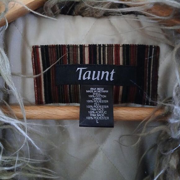 Y2K 90s Vintage Taunt Penny Lane Striped Corduroy Coat Shaggy Faux Fur Trim L - Picture 6 of 8